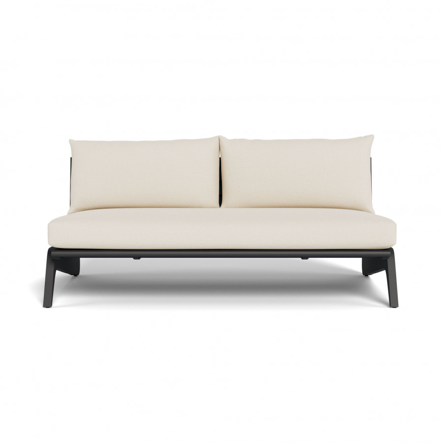 Harbour Mlb Aluminum 2 Seat Armless Sofa - Aluminum Asteroid / Siesta Ivory
