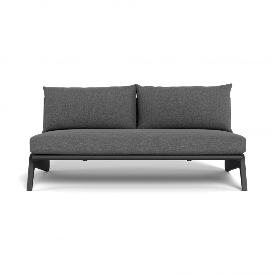 Harbour Mlb Aluminum 2 Seat Armless Sofa - Aluminum Asteroid / Siesta Slate