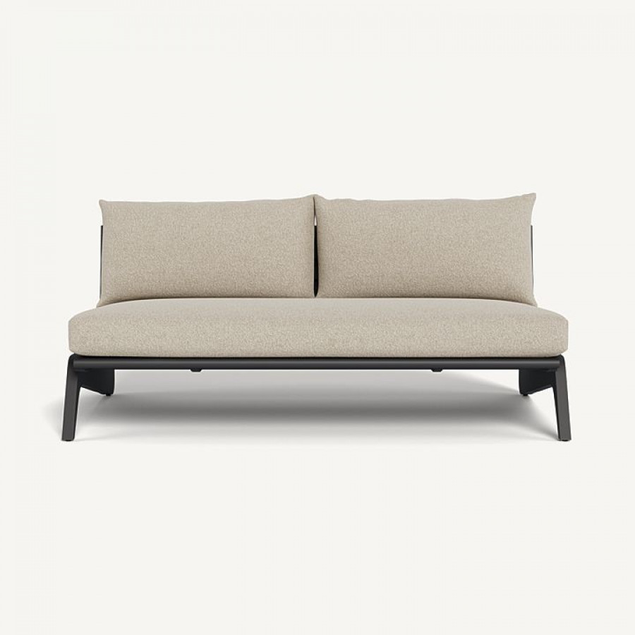 Harbour Mlb Aluminum 2 Seat Armless Sofa - Aluminum Asteroid / Siesta Taupe