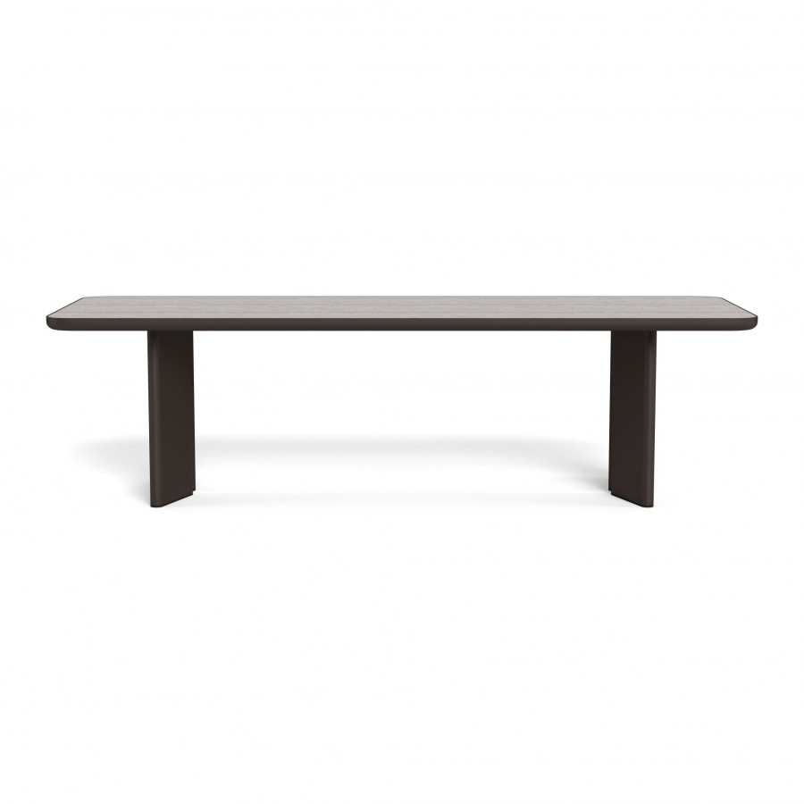 Harbour Moab 107" Rectangle Dining Table - Aluminum Bronze / Travertine Dark Gray