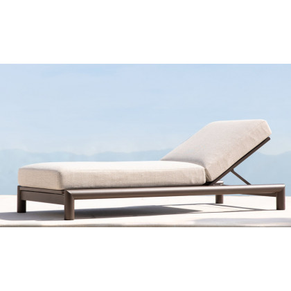 Harbour Moab Round Side Table - Aluminum Bronze / Travertine Dark Gray