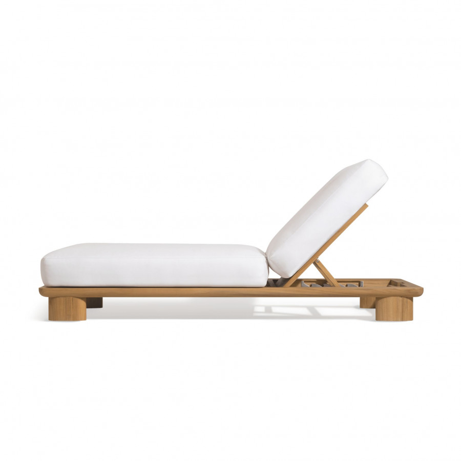 Harbour Newport Teak Sun Lounge - Teak Natural / Copacabana Sand