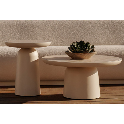 Harbour Nova Teak Round Dining Table 48" in Teak Natural / Travertine Cream