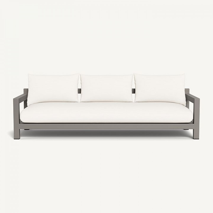Harbour Pacific Aluminum 3 Seat Sofa - Aluminum Taupe / Panama Blanco / Batyline White