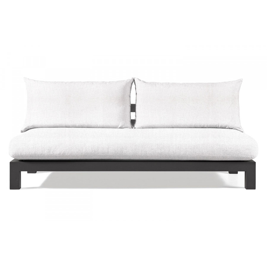 Harbour Pacific Aluminum 2 Seat Armless Sofa - Aluminum Asteroid, Panama Blanco