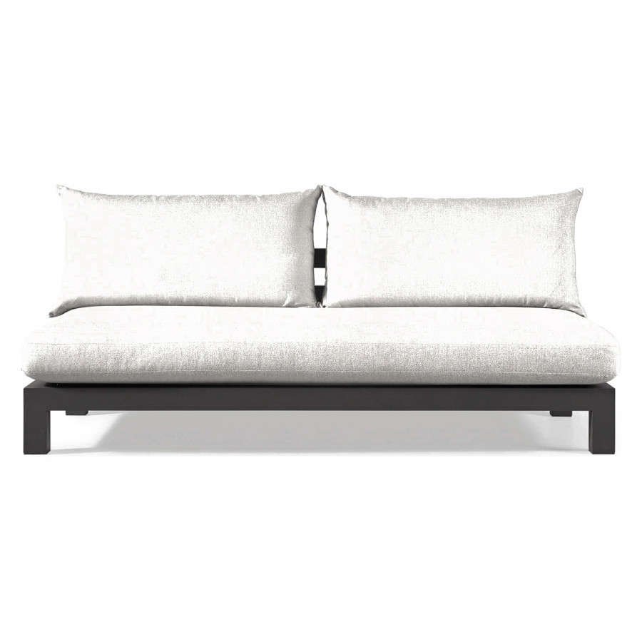 Harbour Pacific Aluminum 2 Seat Armless Sofa - Aluminum Asteroid, Siesta Ivory