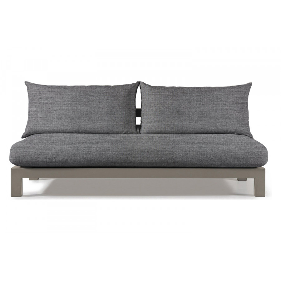 Harbour Pacific Aluminum 2 Seat Armless Sofa - Aluminum Taupe, Lisos Piedra