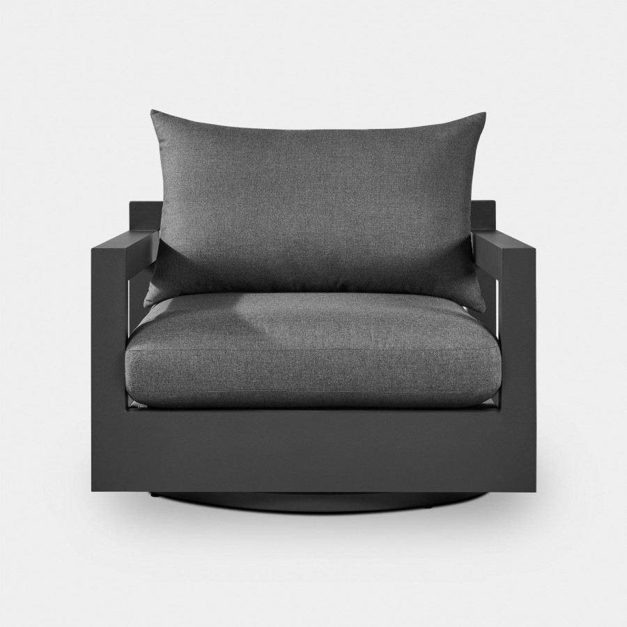 Harbour Pacific Aluminum Swivel Lounge Chair - Aluminum Asteroid, Panama Grafito, Batyline Silver