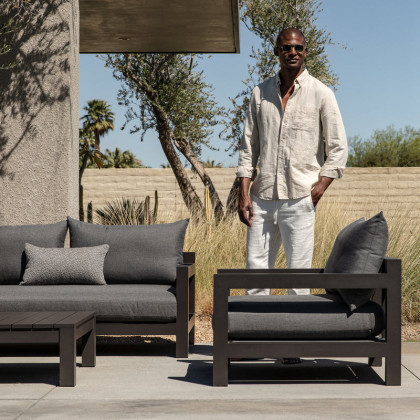 Harbour Pacific Aluminum Ottoman - Aluminum Asteroid / Copacabana Sand