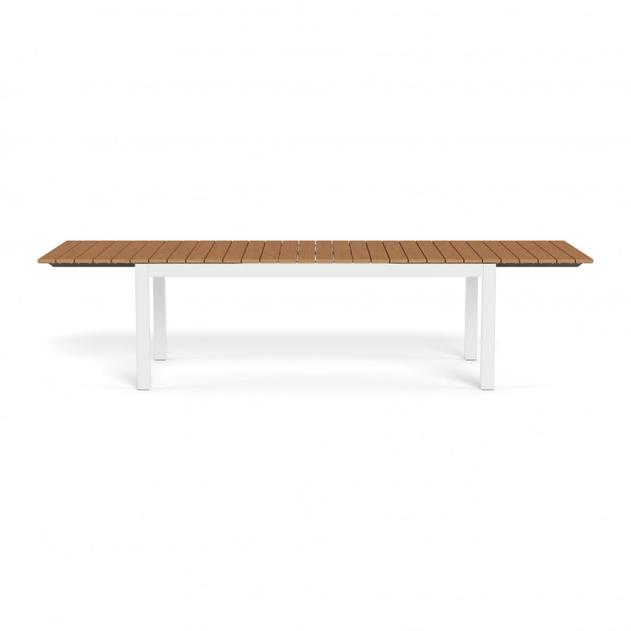 Harbour Pacific Teak Extension Dining Table - Aluminum White / Teak Natural