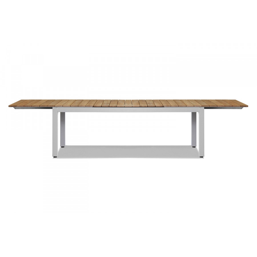 Harbour Pacific Extension Dining Table - Aluminum White, Teak Natural