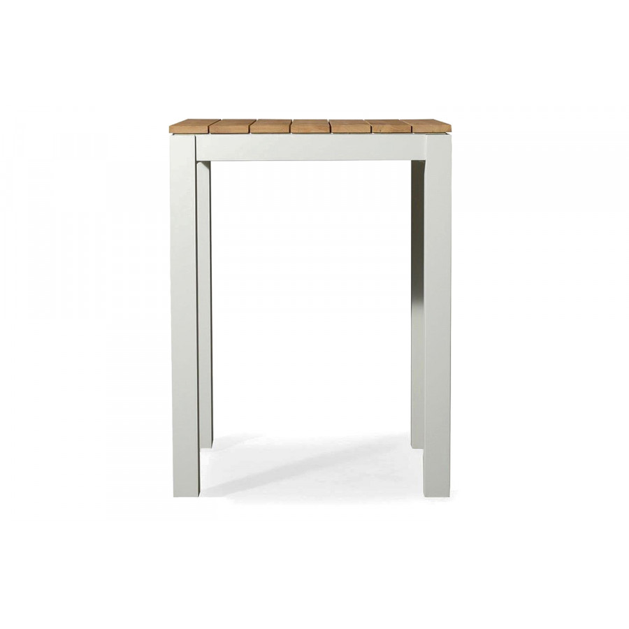 Harbour Pacific Square Bar Table - Aluminum White, Teak Natural