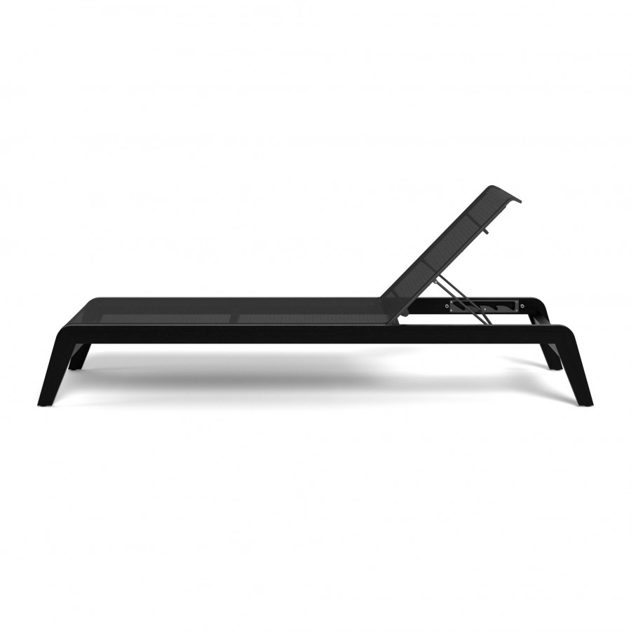 Harbour Pacific Teak Angled Sun Lounge - Teak Charcoal / Batyline Black
