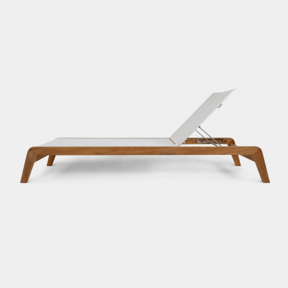 Harbour Pacific Teak Angled Sun Lounge - Teak Natural / Batyline White