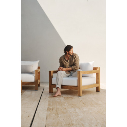 Harbour Pacific Teak Lounge Chair - Teak Charcoal / Copacabana Sand / Batyline Black