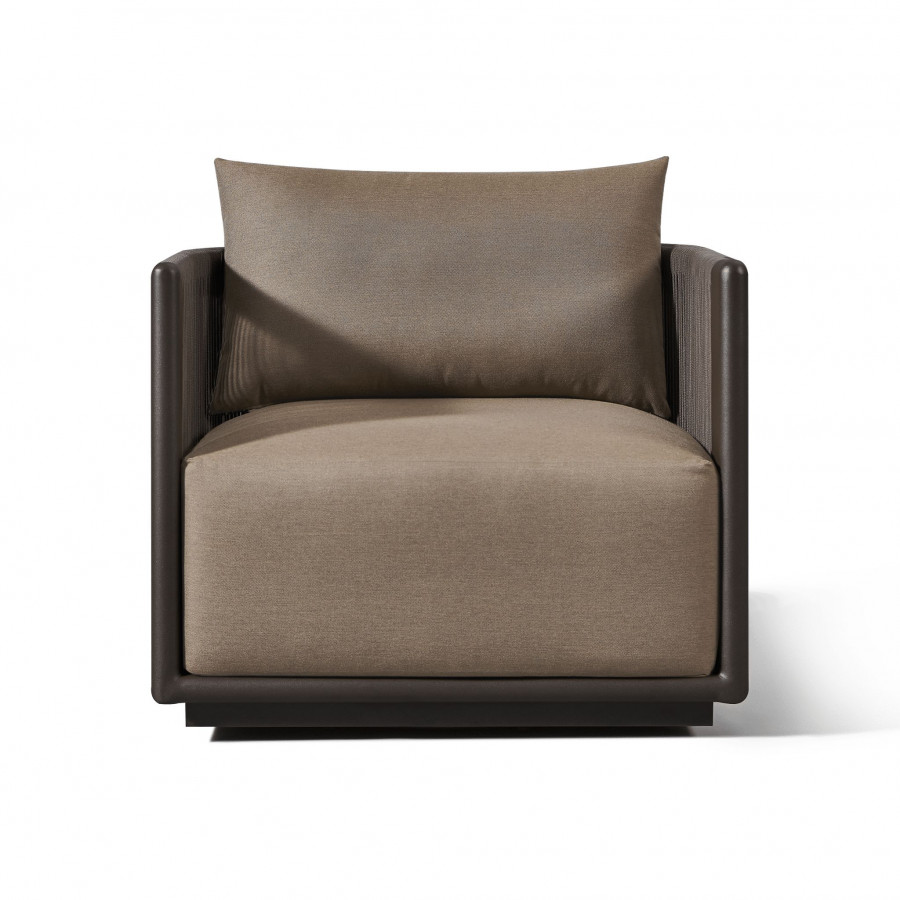 Harbour Palm Beach Aluminum Swivel Lounge Chair - Aluminum Asteroid / Copacabana Sand / Rope Dark Gray