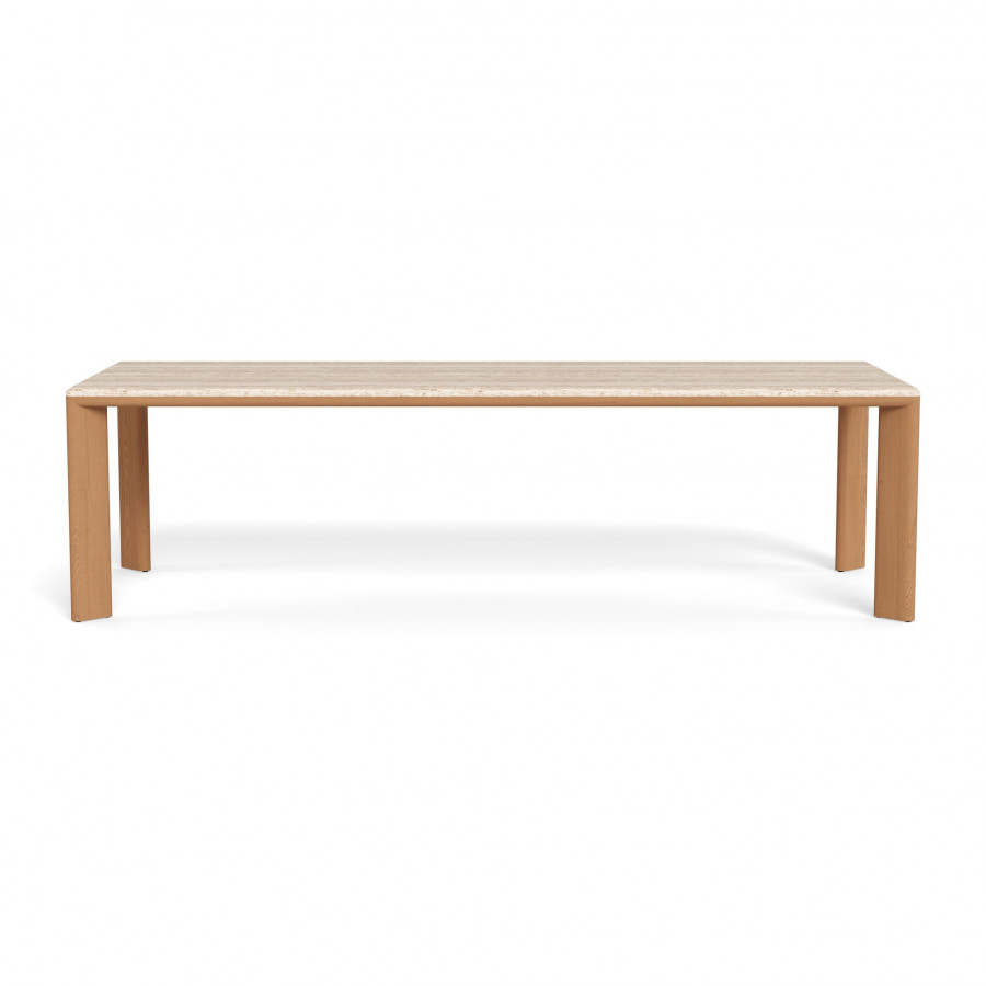 Harbour Palm Beach Teak Rectangle Dining Table in Teak Natural / Travertine Cream