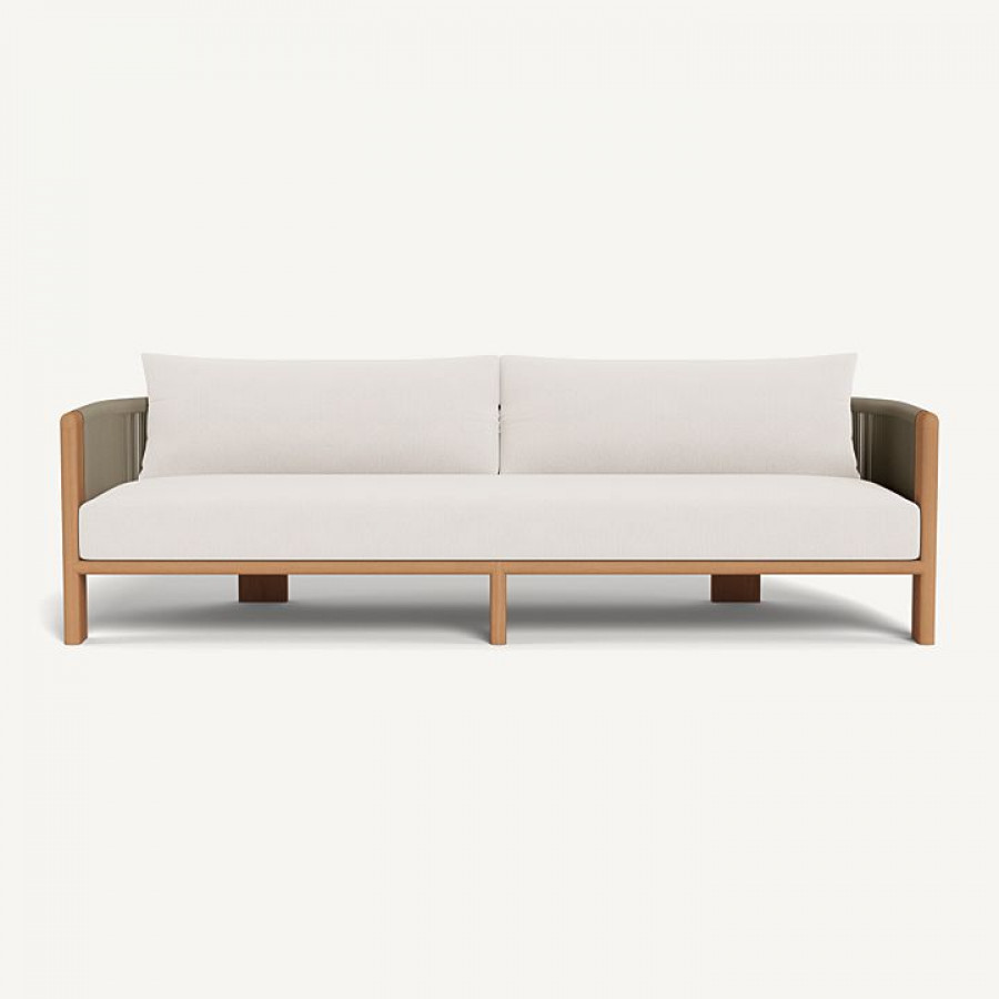Harbour Palm Beach Teak 3 Seat Sofa - Teak Natural / Marley Snow / Rope Stone