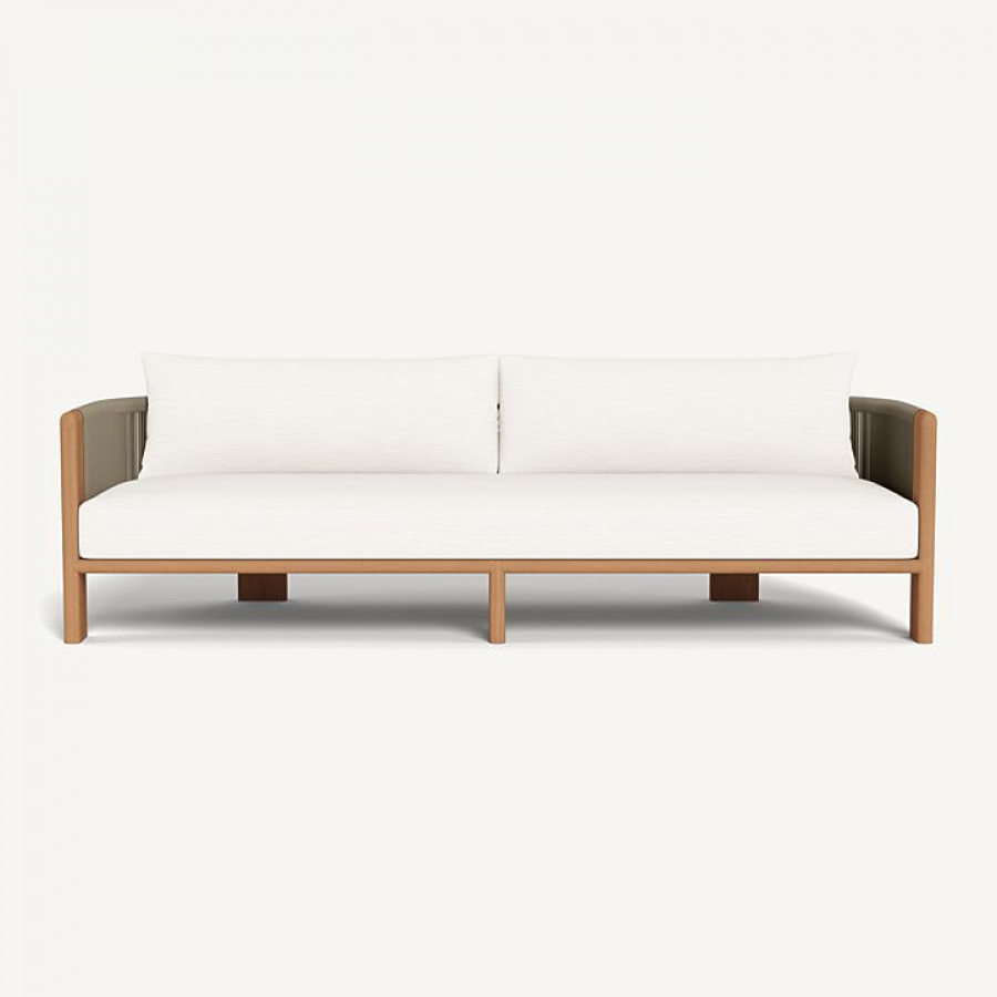 Harbour Palm Beach Teak 3 Seat Sofa - Teak Natural / Panama Blanco / Rope Stone