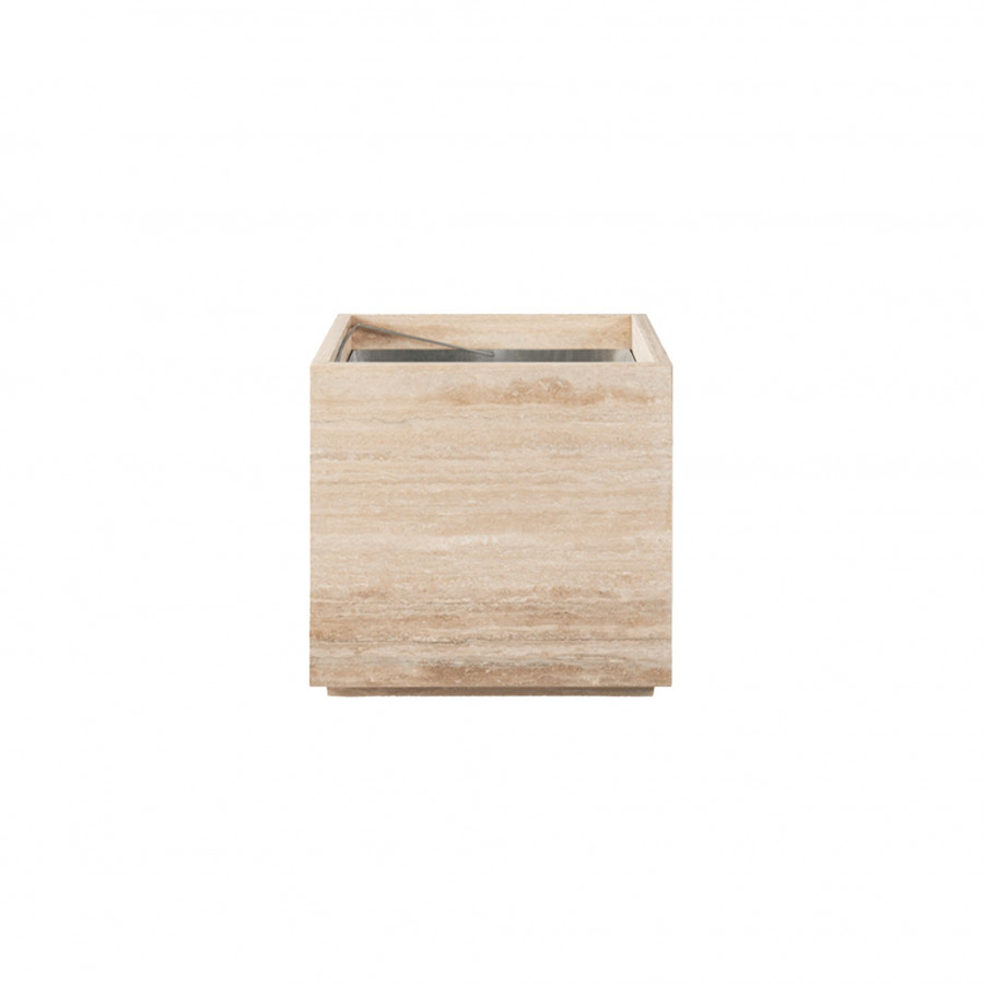 Harbour Stone Planter 28" Square in Travertine Natural