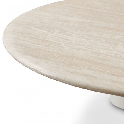 Harbour Porto Aluminum Round Coffee Table 48" - Aluminum Bone, Travertine Natural
