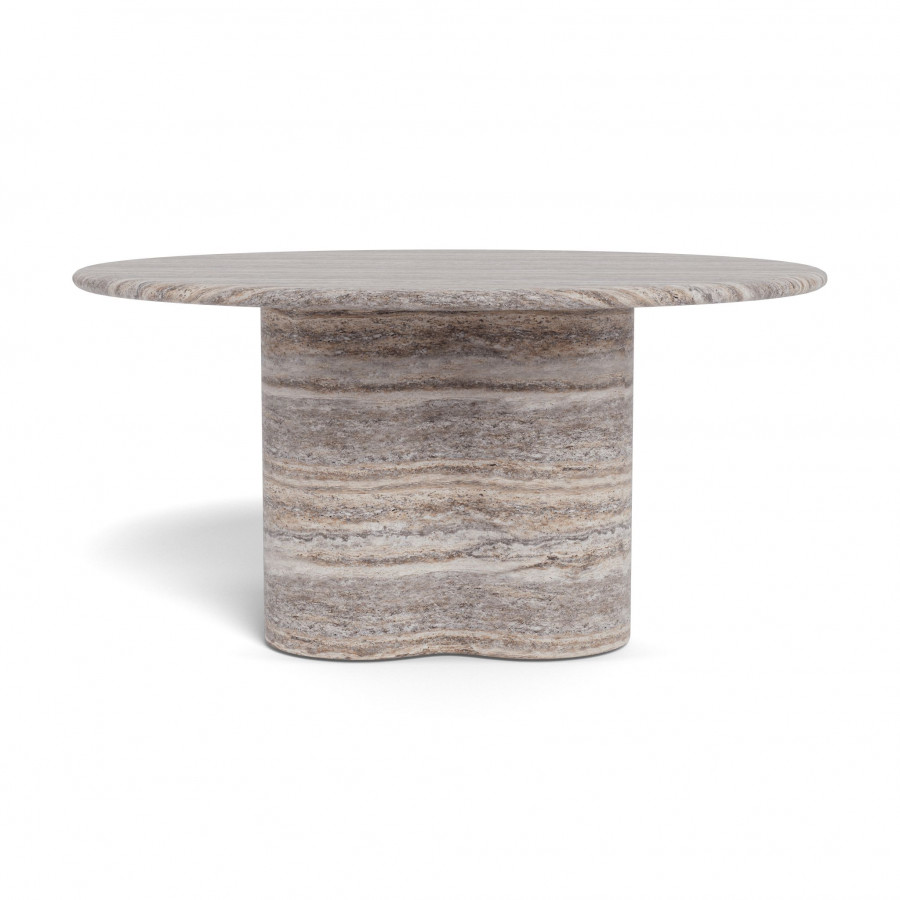 Harbour Porto Travertine Round Dining Table 60" - Travertine Dark Gray