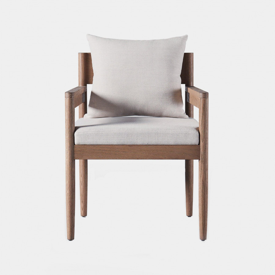 Harbour Rozelle Dining Chair - Oak Brown, Harbour Belgian Linen Cement