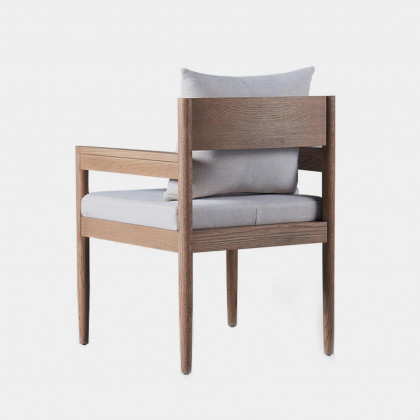 Harbour Rozelle Dining Chair - Oak Brown, Harbour Belgian Linen Cement
