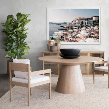 Harbour Rozelle Dining Chair - Oak Brown, Harbour Belgian Linen Cement