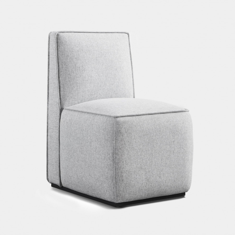 Harbour Santorini Outdoor Armless Dining Chair - Aluminum Asteroid, Panama Blanco