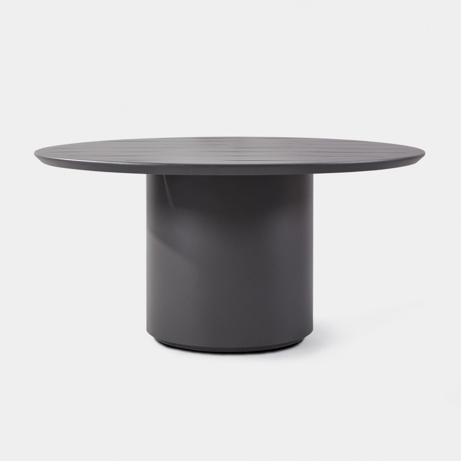 Harbour Santorini Outdoor Slatted Round Dining Table 60" - Aluminum White