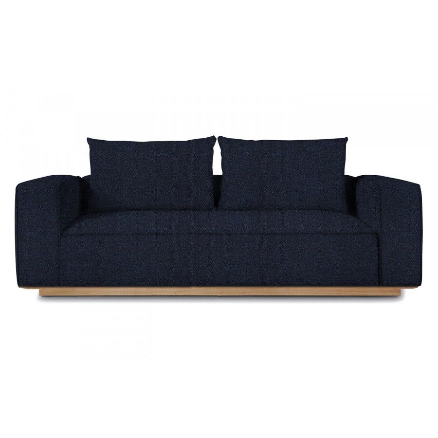 Harbour Santorini Outdoor 2 Seat Sofa - Teak Natural, Siesta Indigo