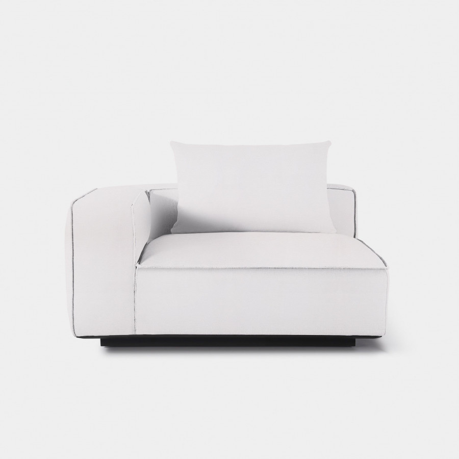 Harbour Santorini Outdoor Long Return Left - Aluminum Asteroid, Panama Blanco