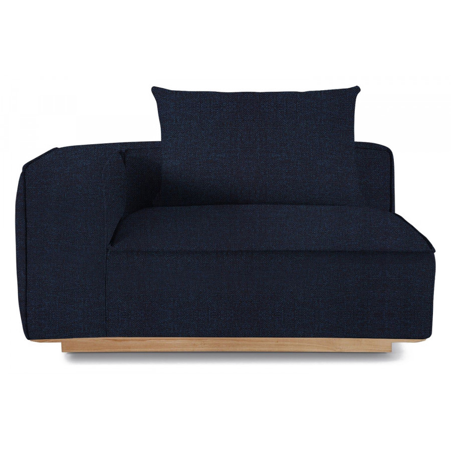 Harbour Santorini Outdoor Long Return Left - Teak Natural, Siesta Indigo