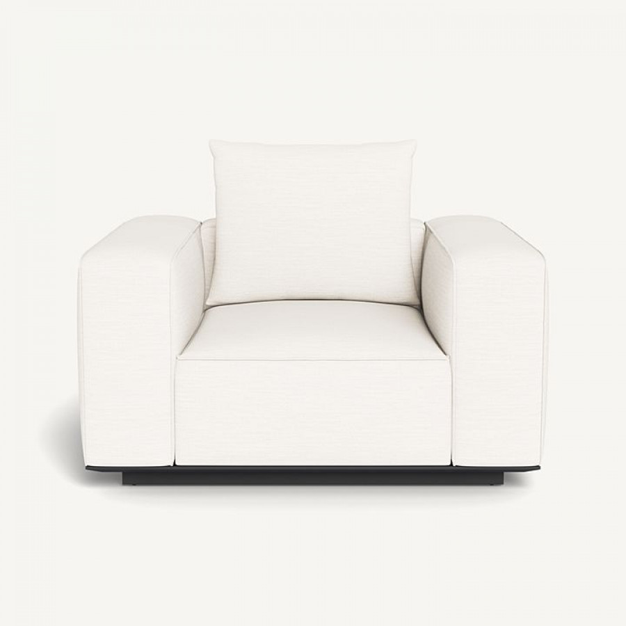 Harbour Santorini Outdoor Lounge Chair - Aluminum Asteroid / Panama Blanco