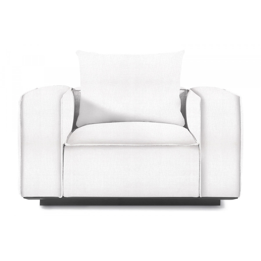 Harbour Santorini Outdoor Lounge Chair - Aluminum Asteroid, Panama Blanco