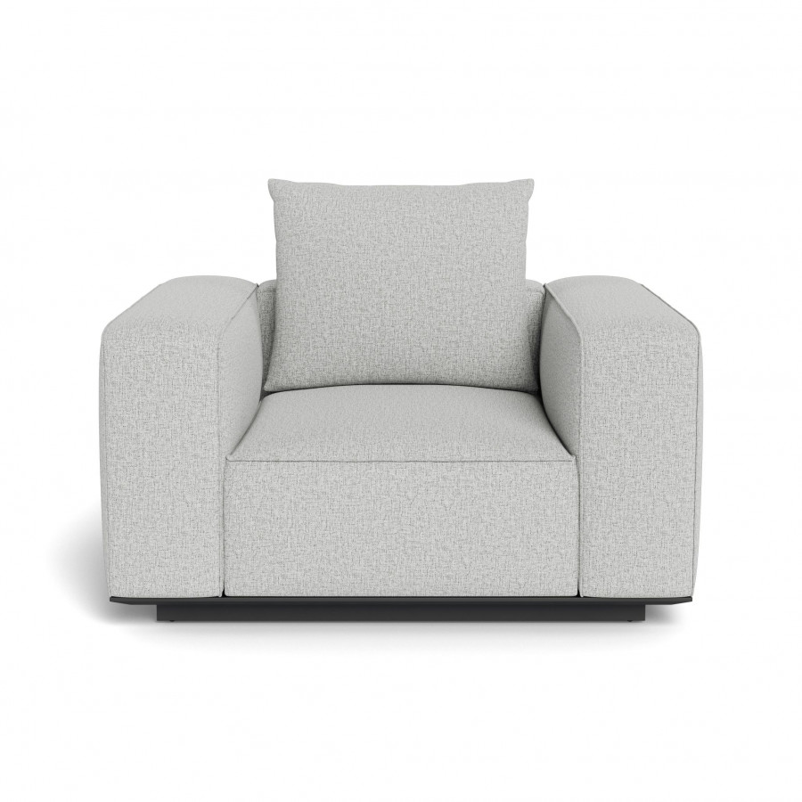 Harbour Santorini Outdoor Swivel Lounge Chair - Aluminum Asteroid / Copacabana Sand