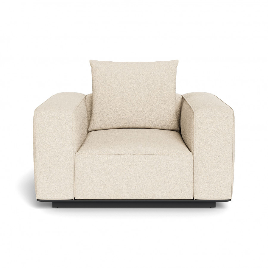 Harbour Santorini Outdoor Swivel Lounge Chair - Aluminum Asteroid / Riviera Sand