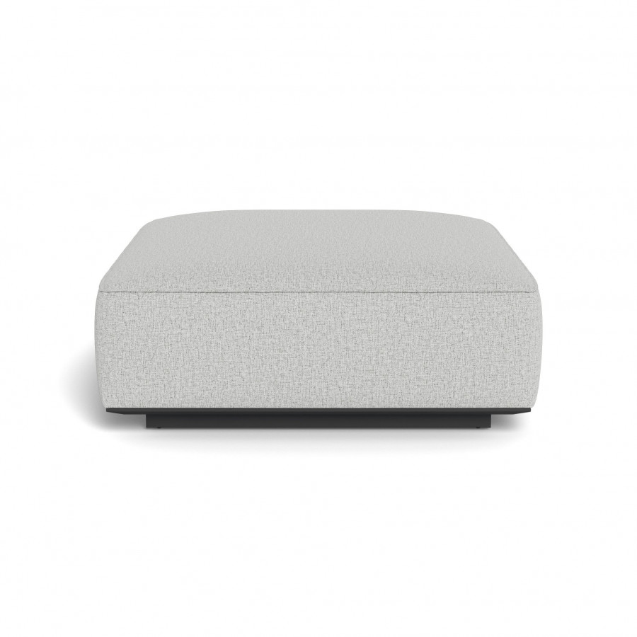 Harbour Santorini Outdoor Ottoman - Aluminum Asteroid / Copacabana Sand