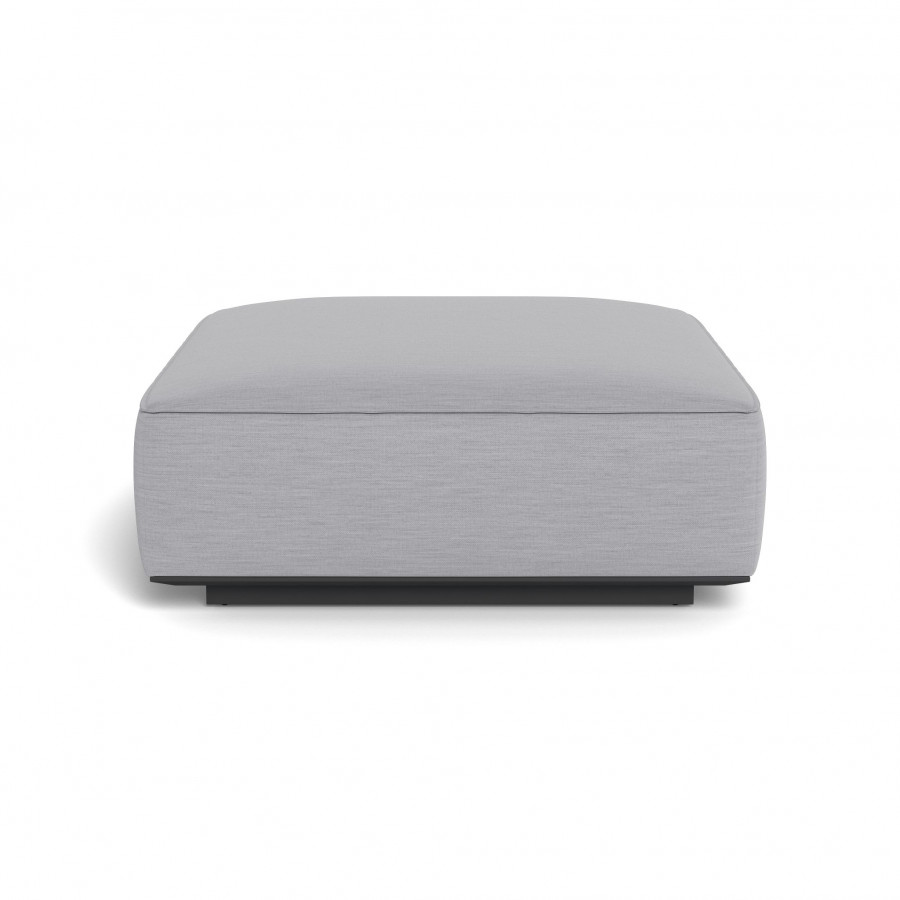 Harbour Santorini Outdoor Ottoman - Aluminum Asteroid / Panama Cloud