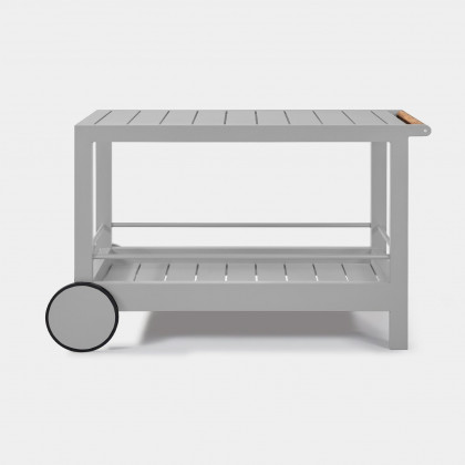 Harbour Tavola Aluminum Slatted Bar Cart - Aluminum White