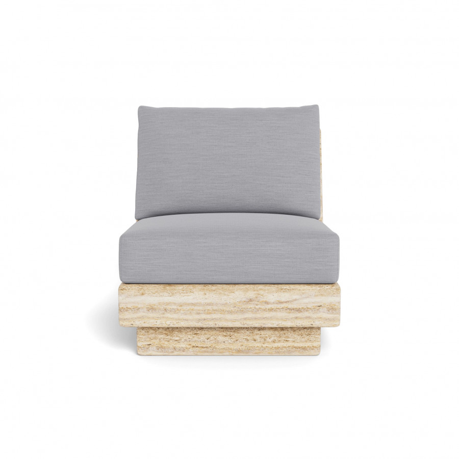 Harbour Tulum Travertine Armless Lounge Chair - Travertine Natural / Panama Cloud