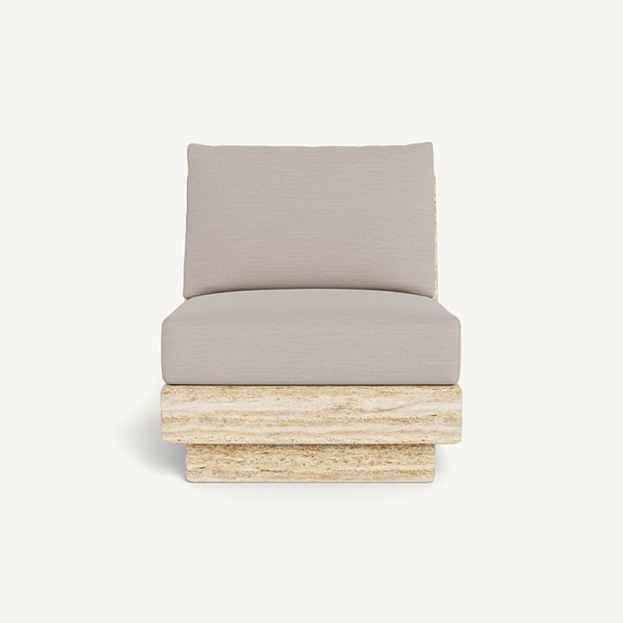 Harbour Tulum Travertine Armless Lounge Chair - Travertine Natural / Panama Marble