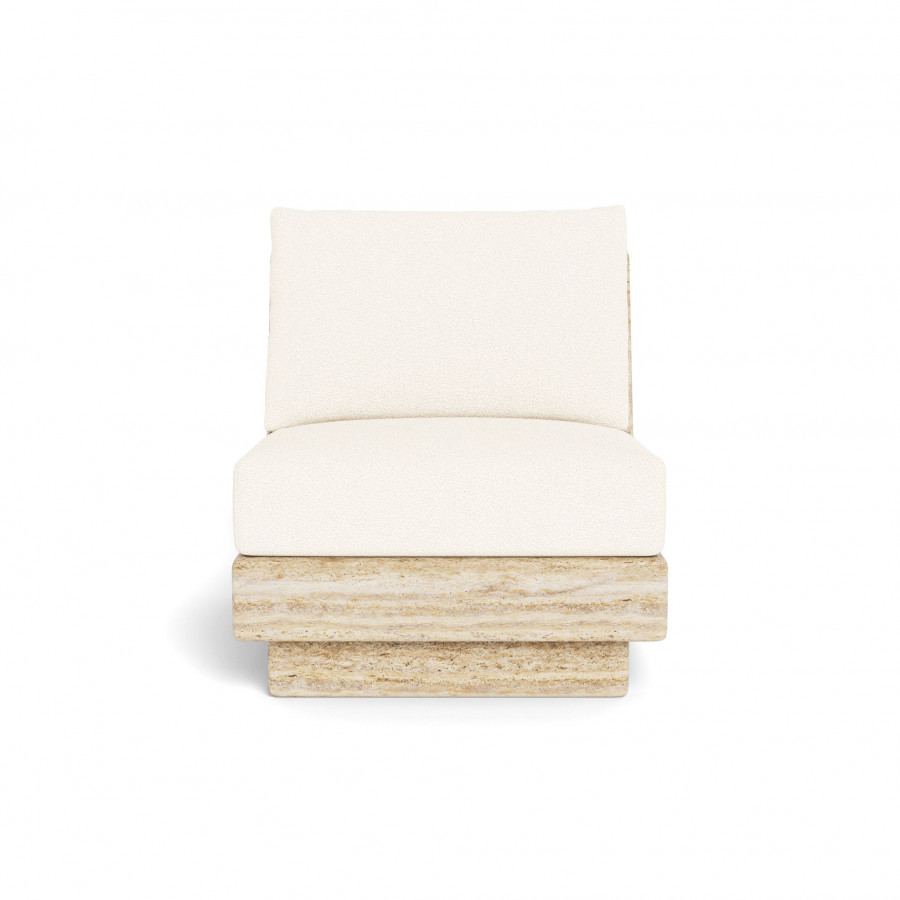 Harbour Tulum Travertine Armless Lounge Chair - Travertine Natural / Riviera Ivory