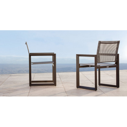 Harbour Vaucluse Dining Chair in Aluminum Asteroid / Batyline Silver