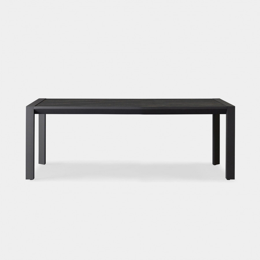 Harbour Vaucluse Dining Table 81" - Aluminum Taupe, Laminam Grigio