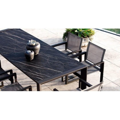 Harbour Vaucluse Dining Table 2600 - Aluminum Taupe / Laminam Grigio