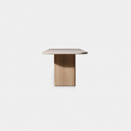 Harbour Victoria Teak Dining Table 2600 in Teak Natural / Travertine Cream