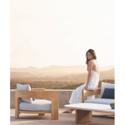 Harbour Victoria Teak Sun Lounge in Teak Natural / Batyline White