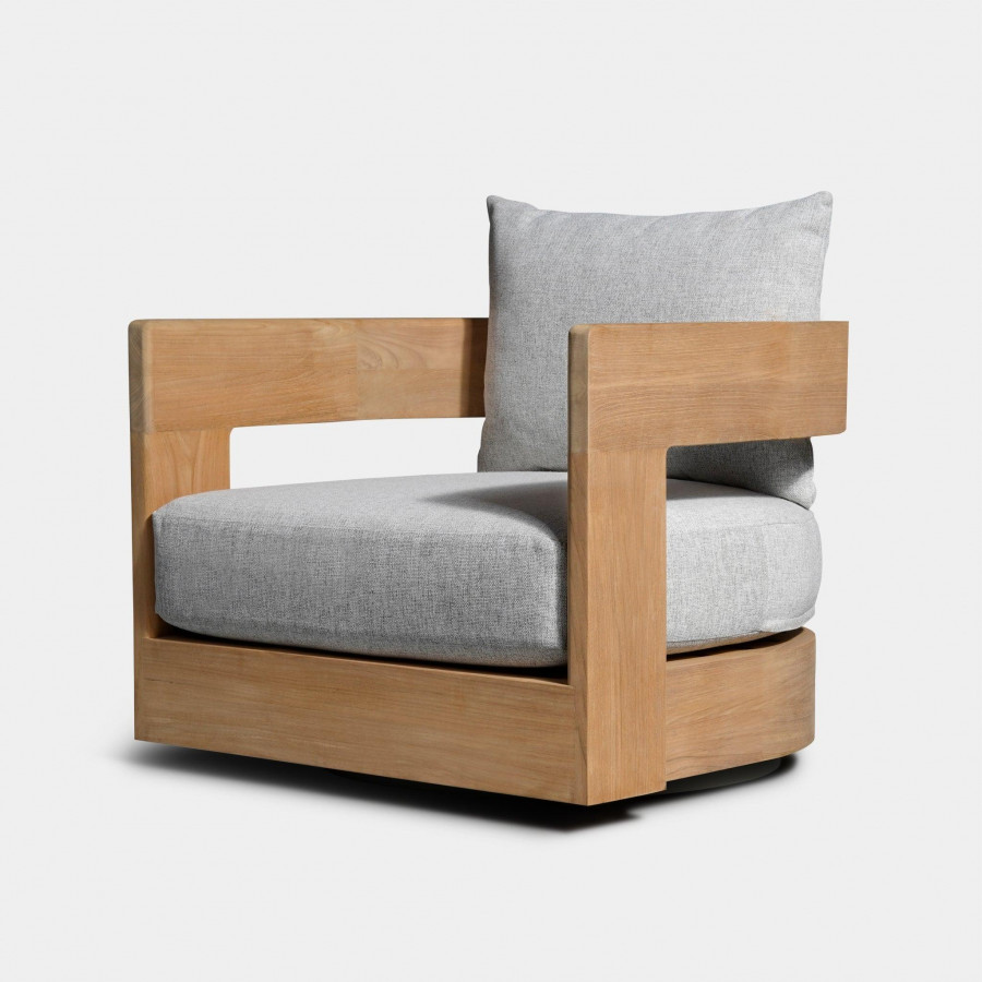 Harbour Victoria Teak Swivel Lounge Chair - Teak Natural, Copacabana Sand